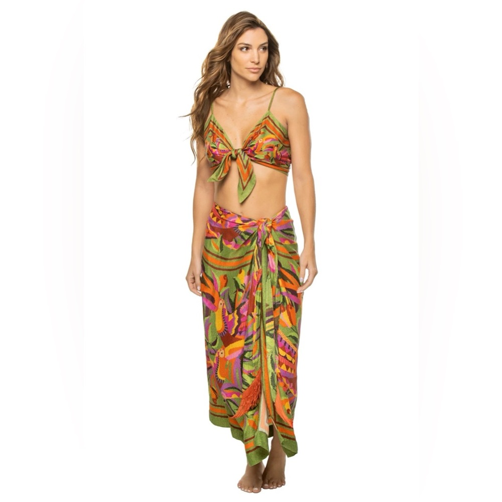 NWT Farm Rio Toucans Scarf Crop Top, size XL